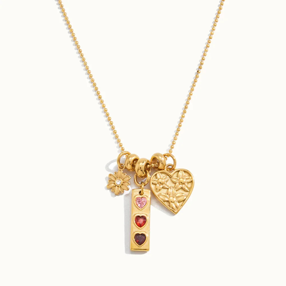 Tatiana Triple Heart Charm Necklace Image