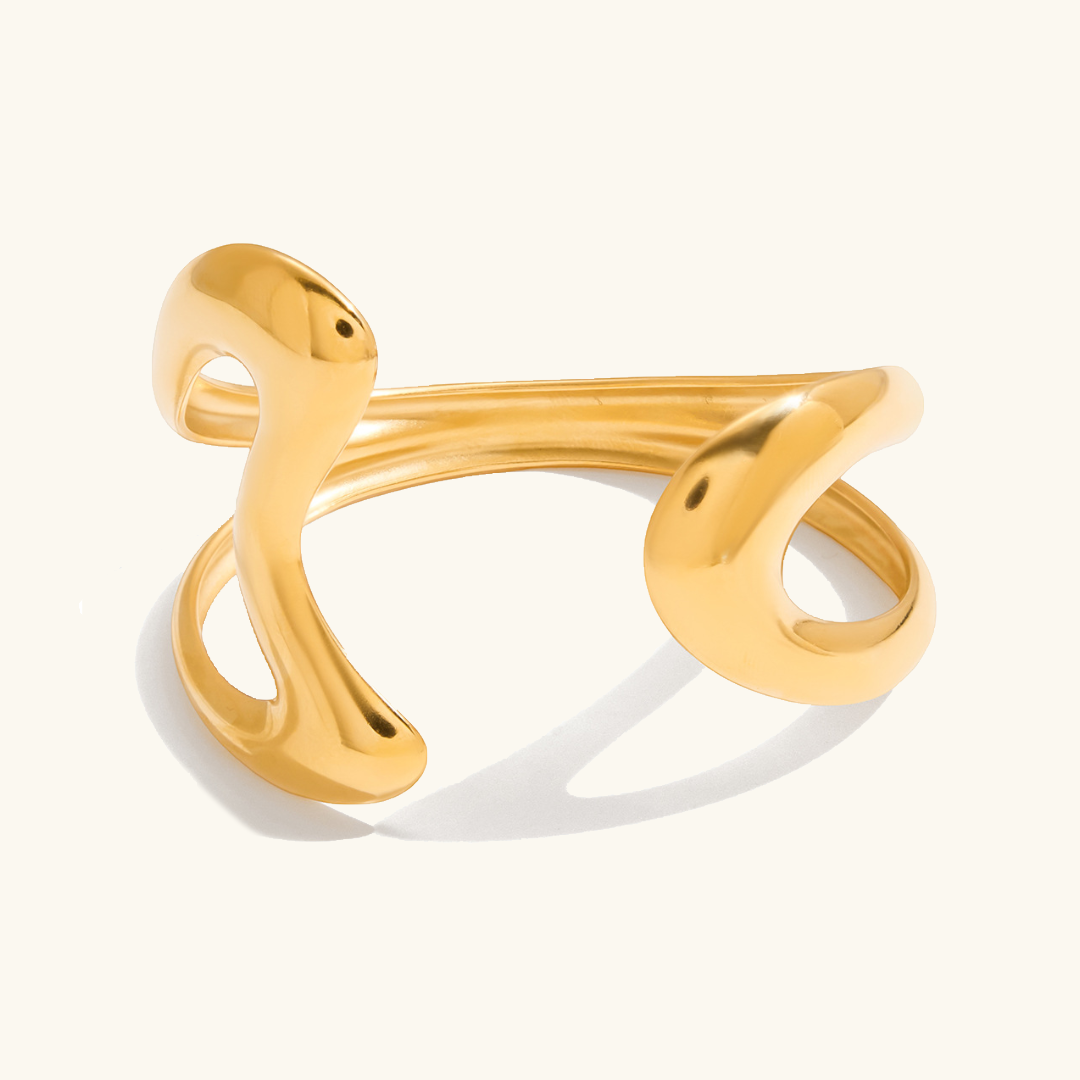 Lulu Sculpted Gold Bangle Image