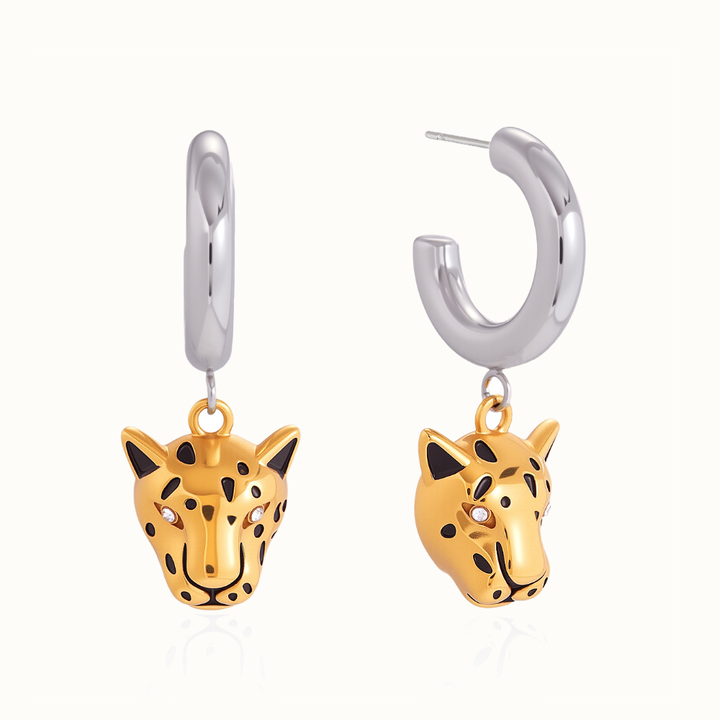 Indra Two Tone Leopard Earrings