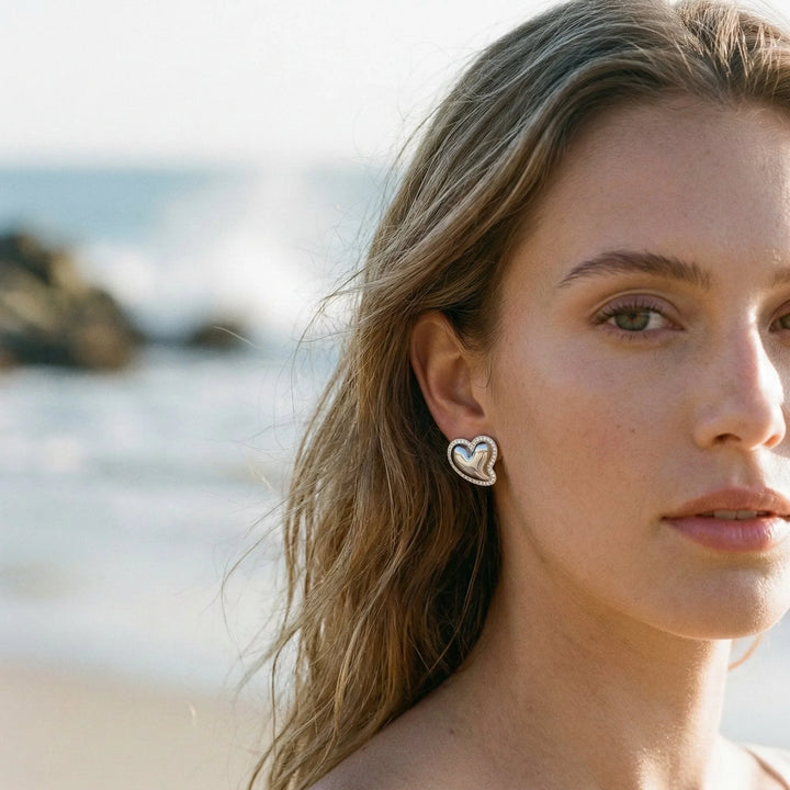 Holly Heart Gold Earrings