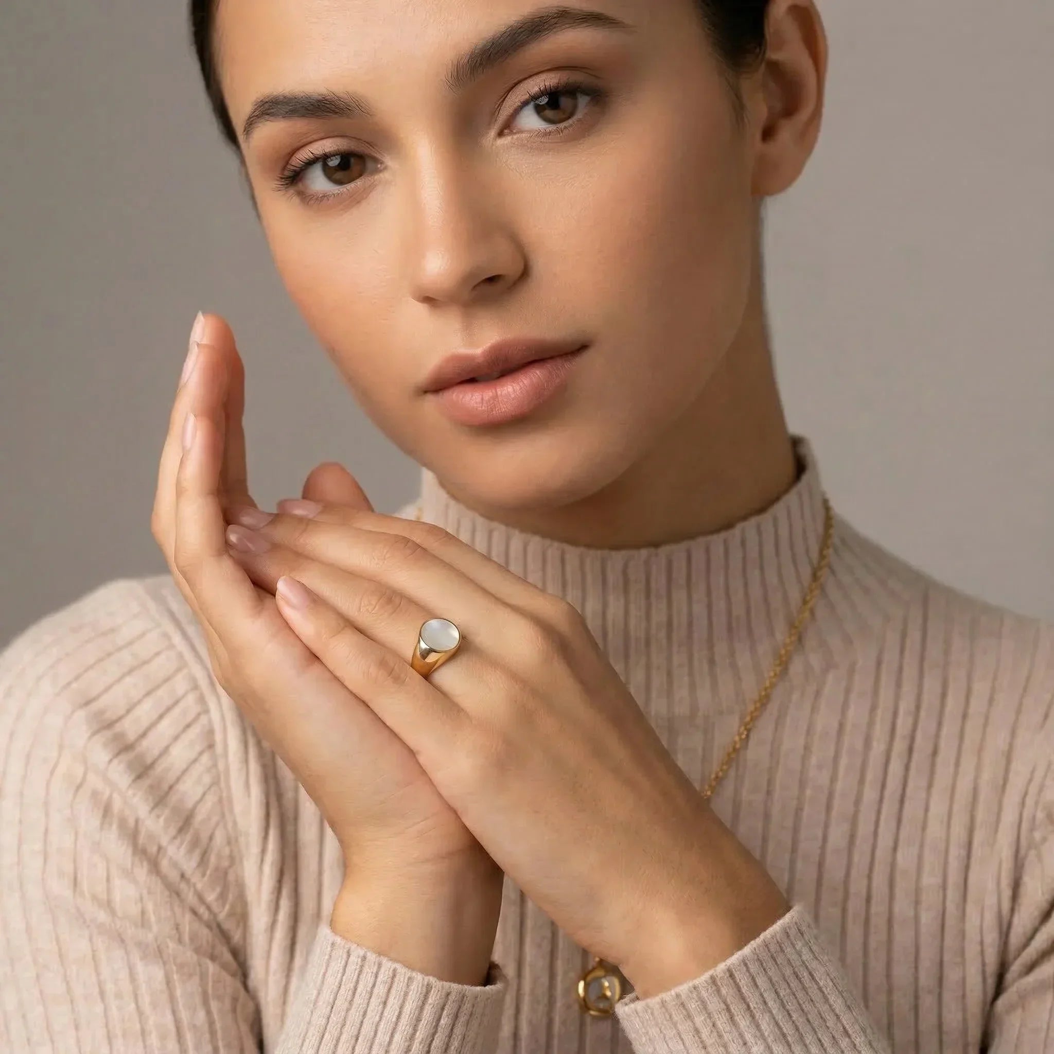 Mother Of Pearl Gold Ring Image