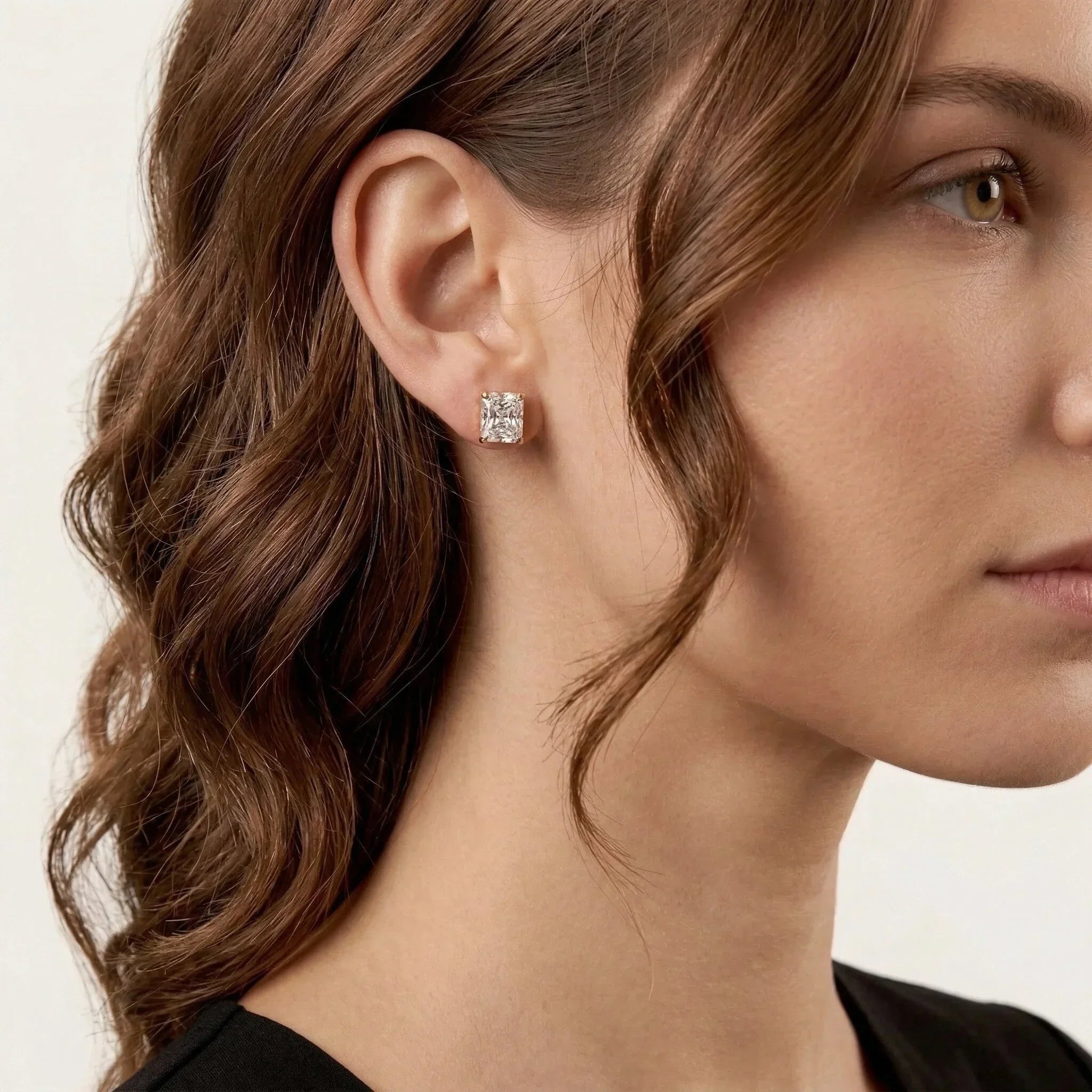 March Solitaire Gold Earrings Image