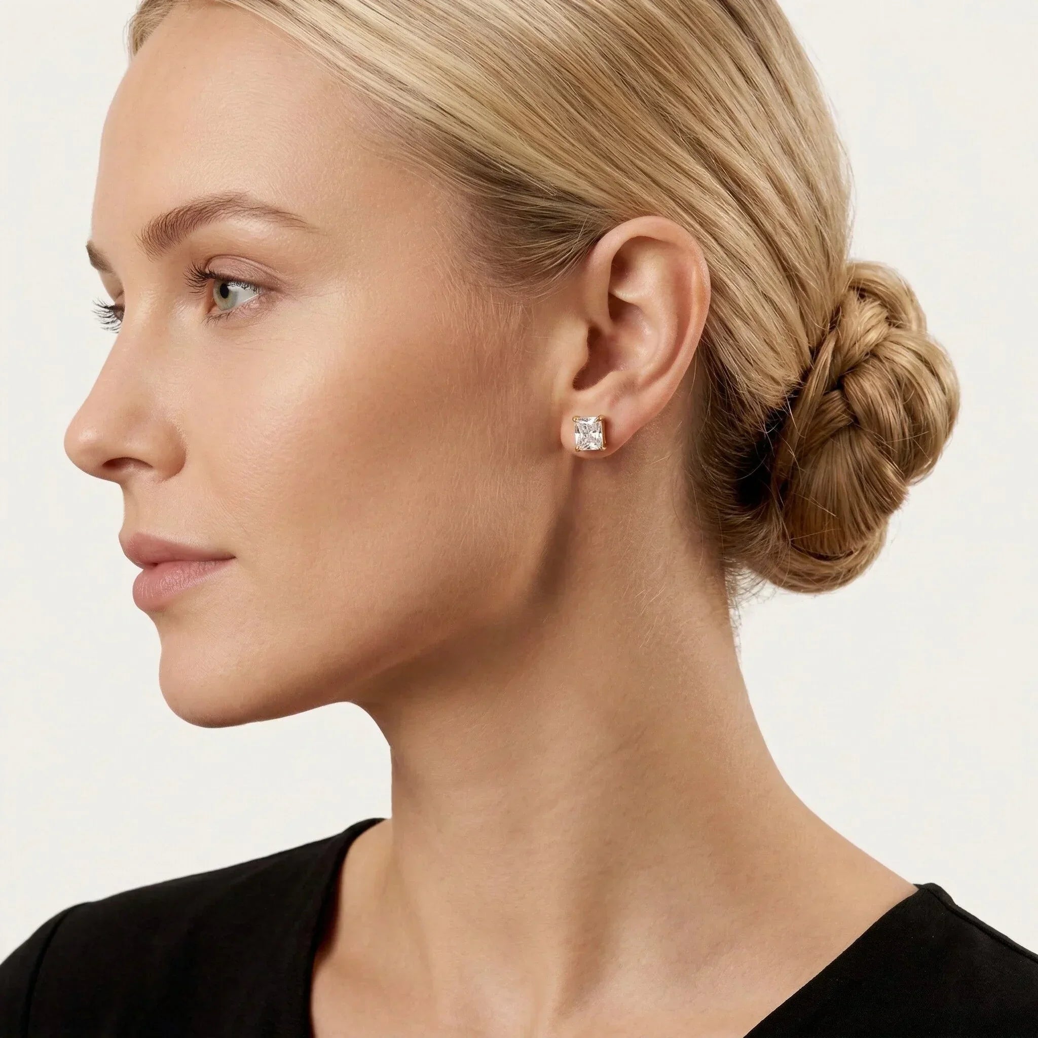 March Solitaire Gold Earrings Image