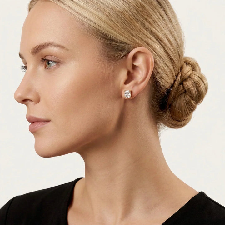 March Solitaire Gold Earrings