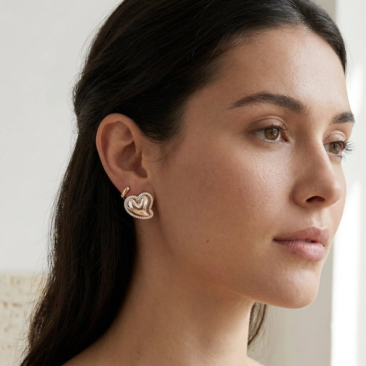 Holly Heart Gold Earrings