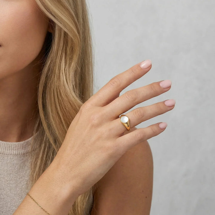 Mother Of Pearl Gold Ring