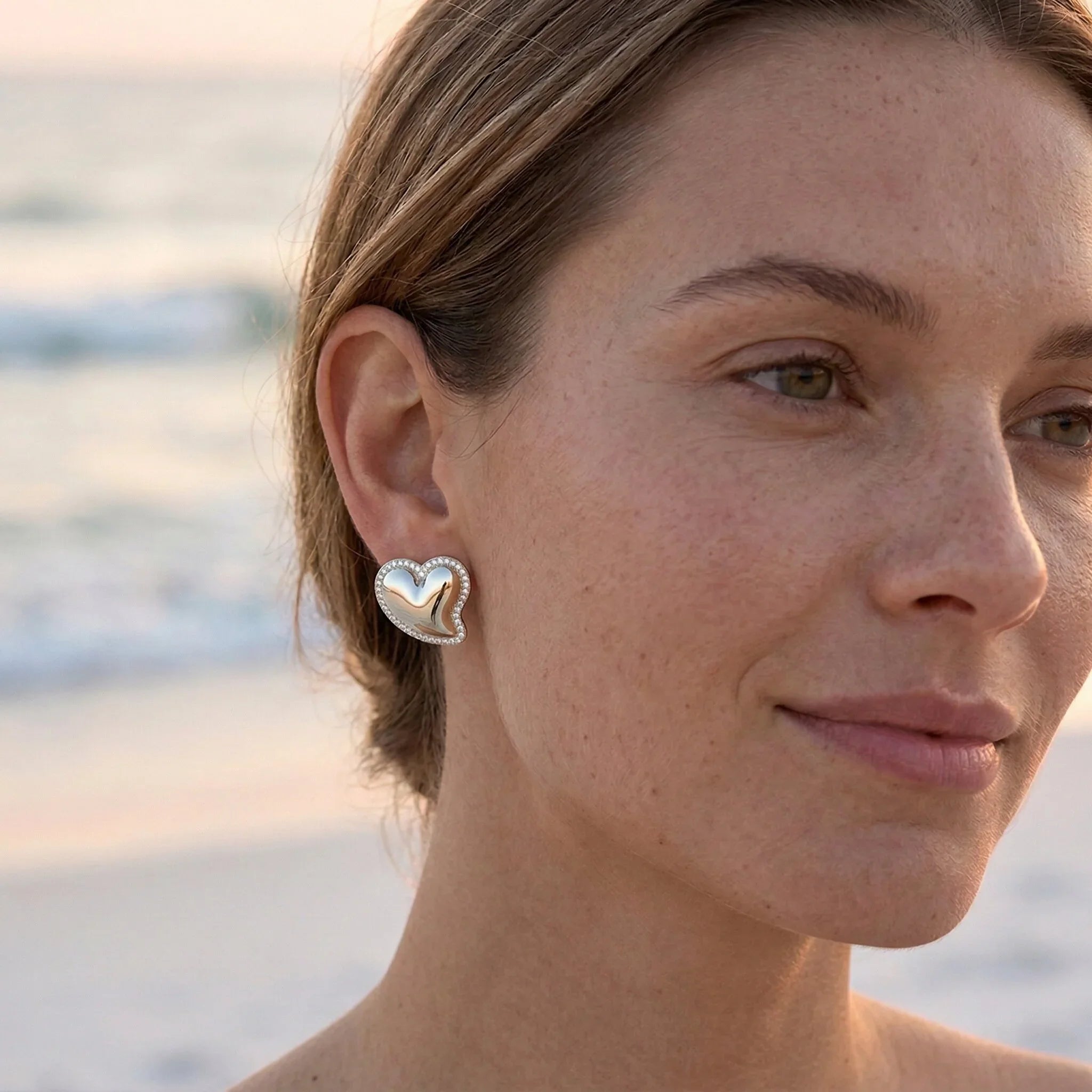 Holly Heart Gold Earrings Image