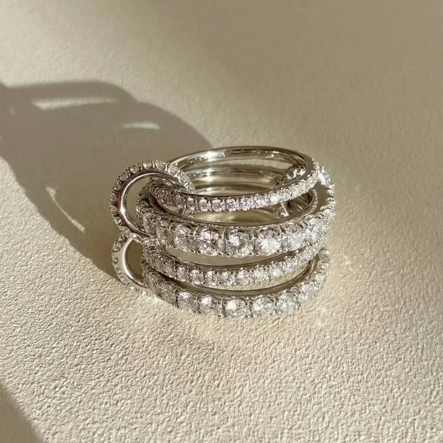 Hallie Stacked Diamond Silver Ring Image