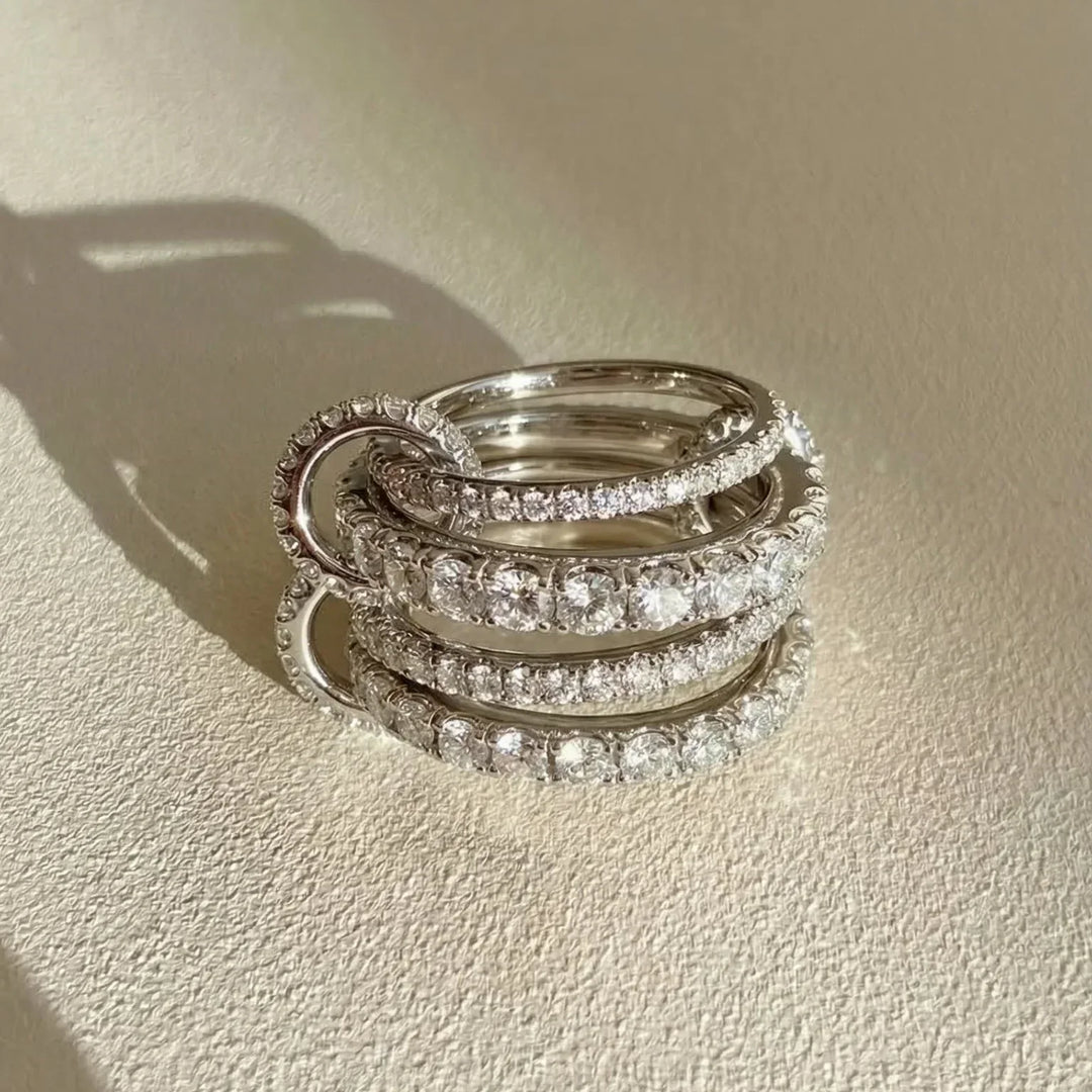 Hallie Stacked Diamond Silver Ring