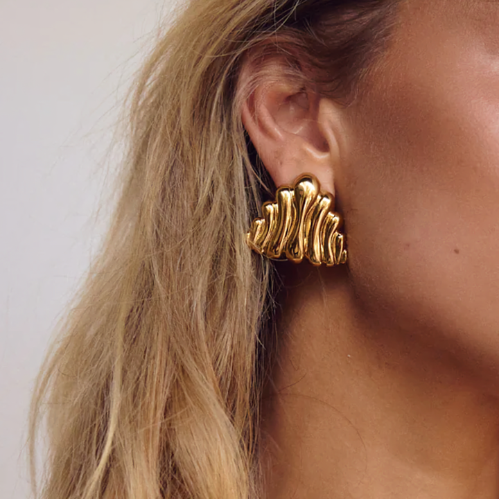Nora Ripple Gold Earrings