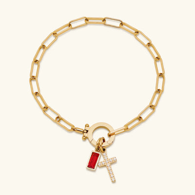 Annabella Birthstone Cross Bracelet
