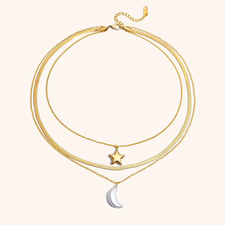 Cirra Sun & Moon Layered Gold Necklace