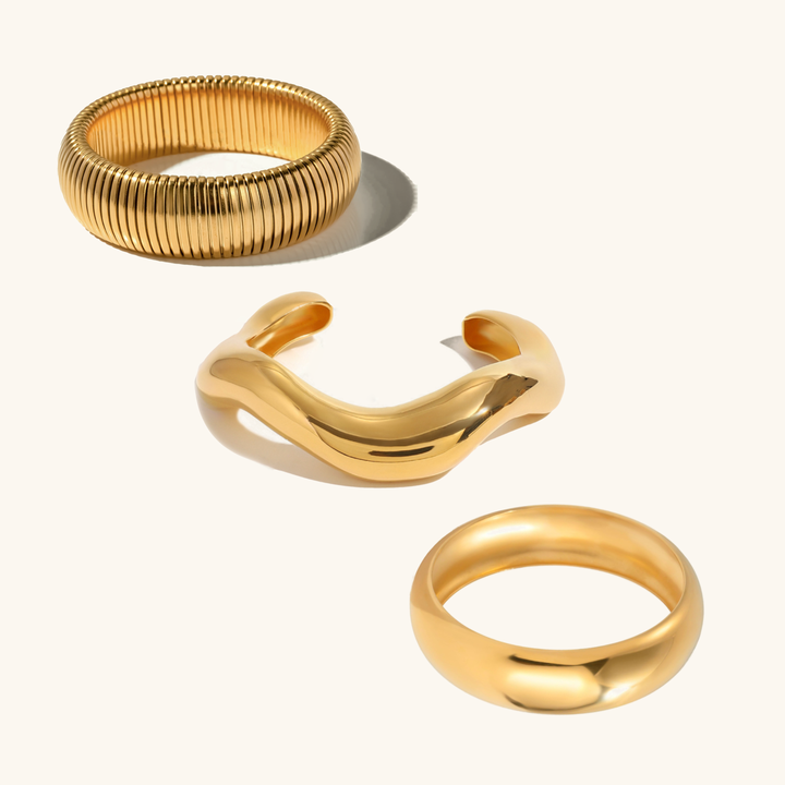 Luneth Chunky Gold Bangle Bundle