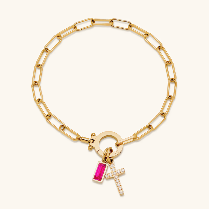Annabella Birthstone Cross Bracelet
