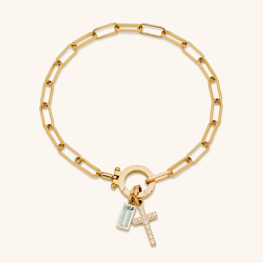 Annabella Birthstone Cross Bracelet