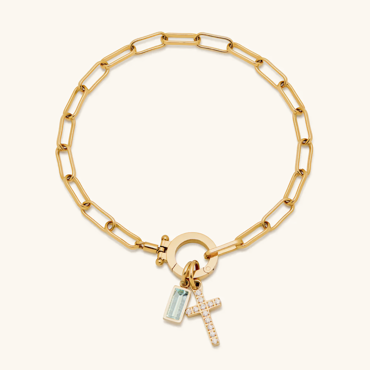 Annabella Birthstone Cross Bracelet