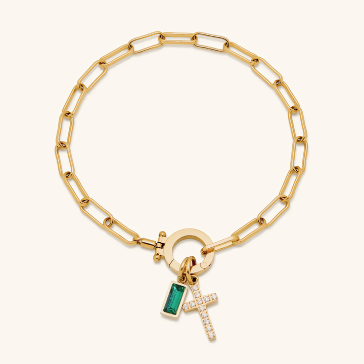 Annabella Birthstone Cross Bracelet