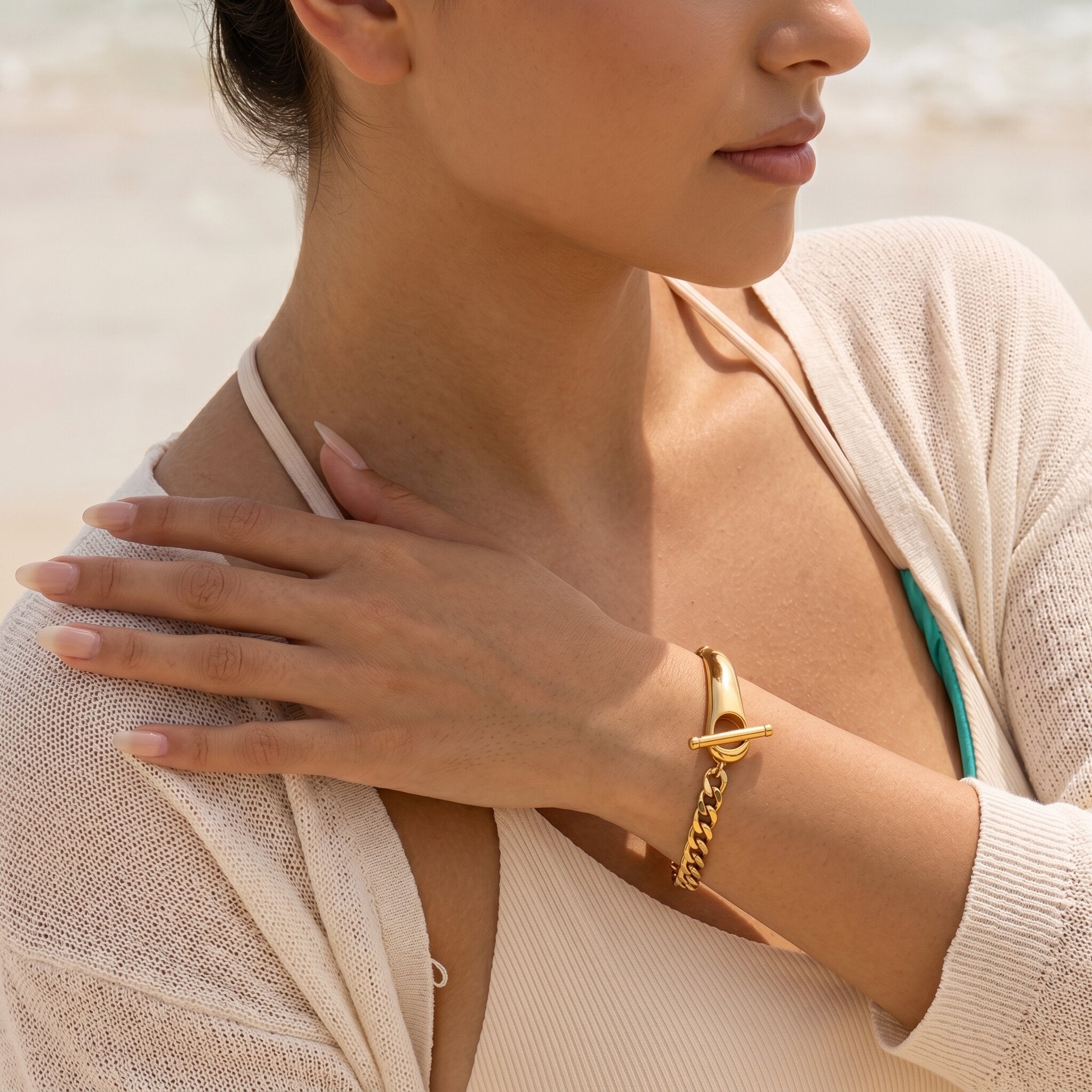 Myrna Chained Gold Bangle Image
