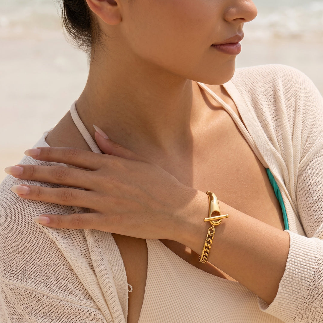 Myrna Chained Gold Bangle