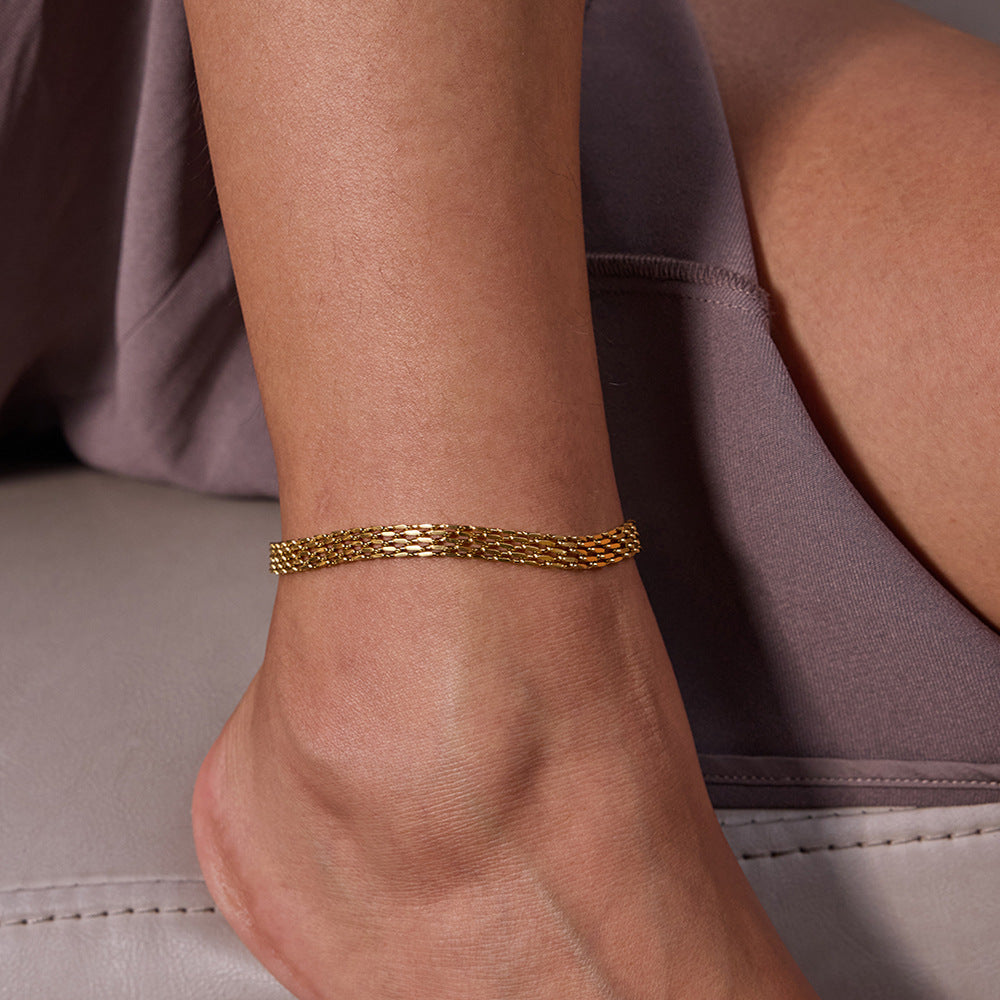 Avelie Mesh Chain Gold Anklet Image