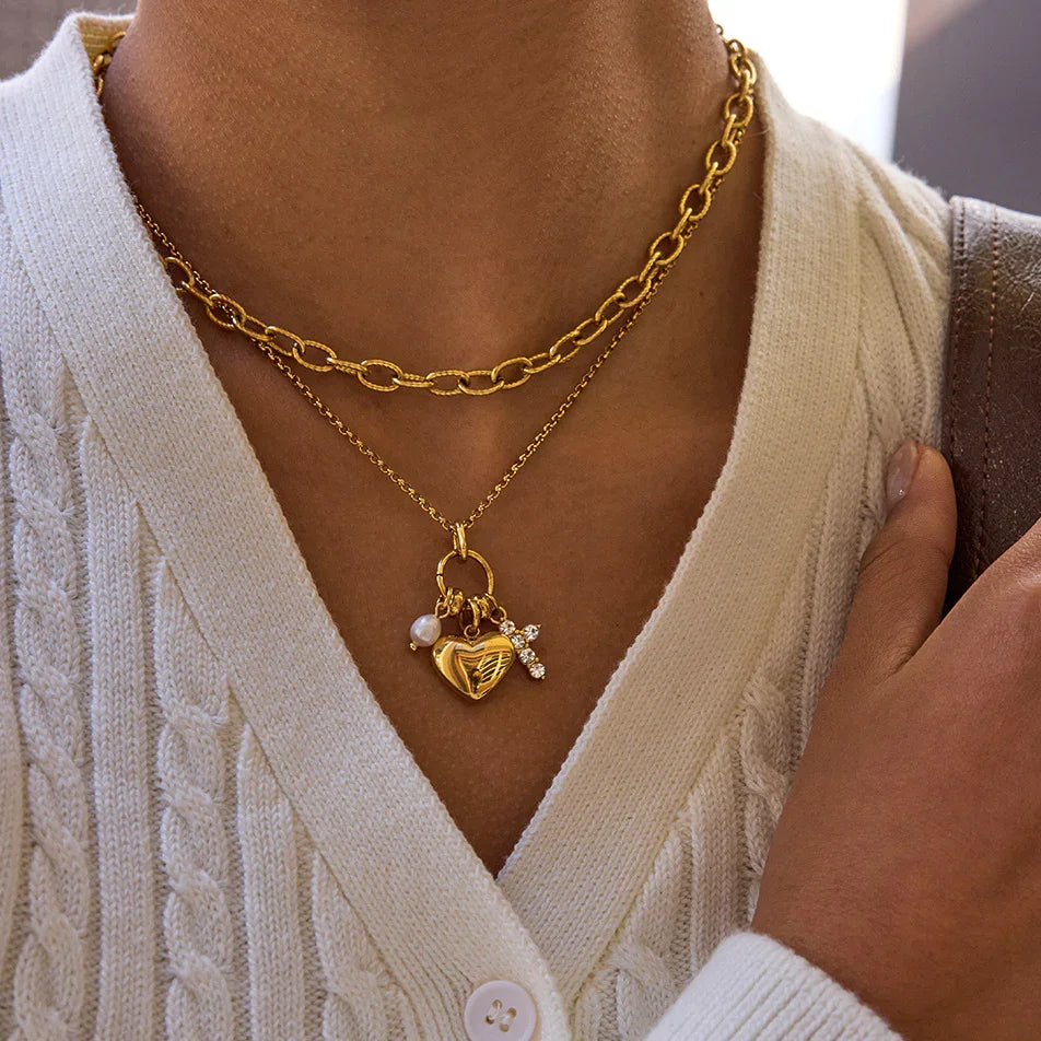 Clarice Diamond Heart Charm Necklace Image