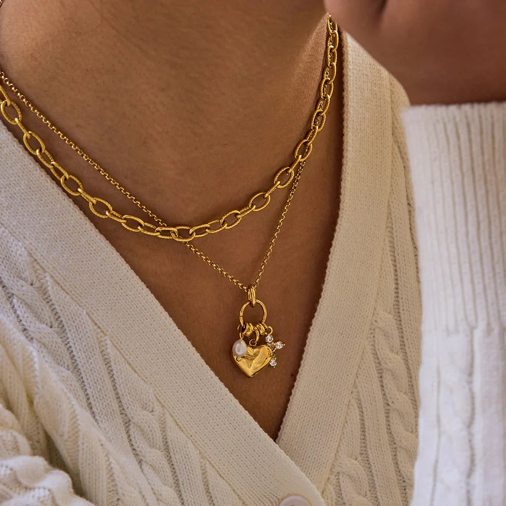 Clarice Diamond Heart Charm Necklace Image