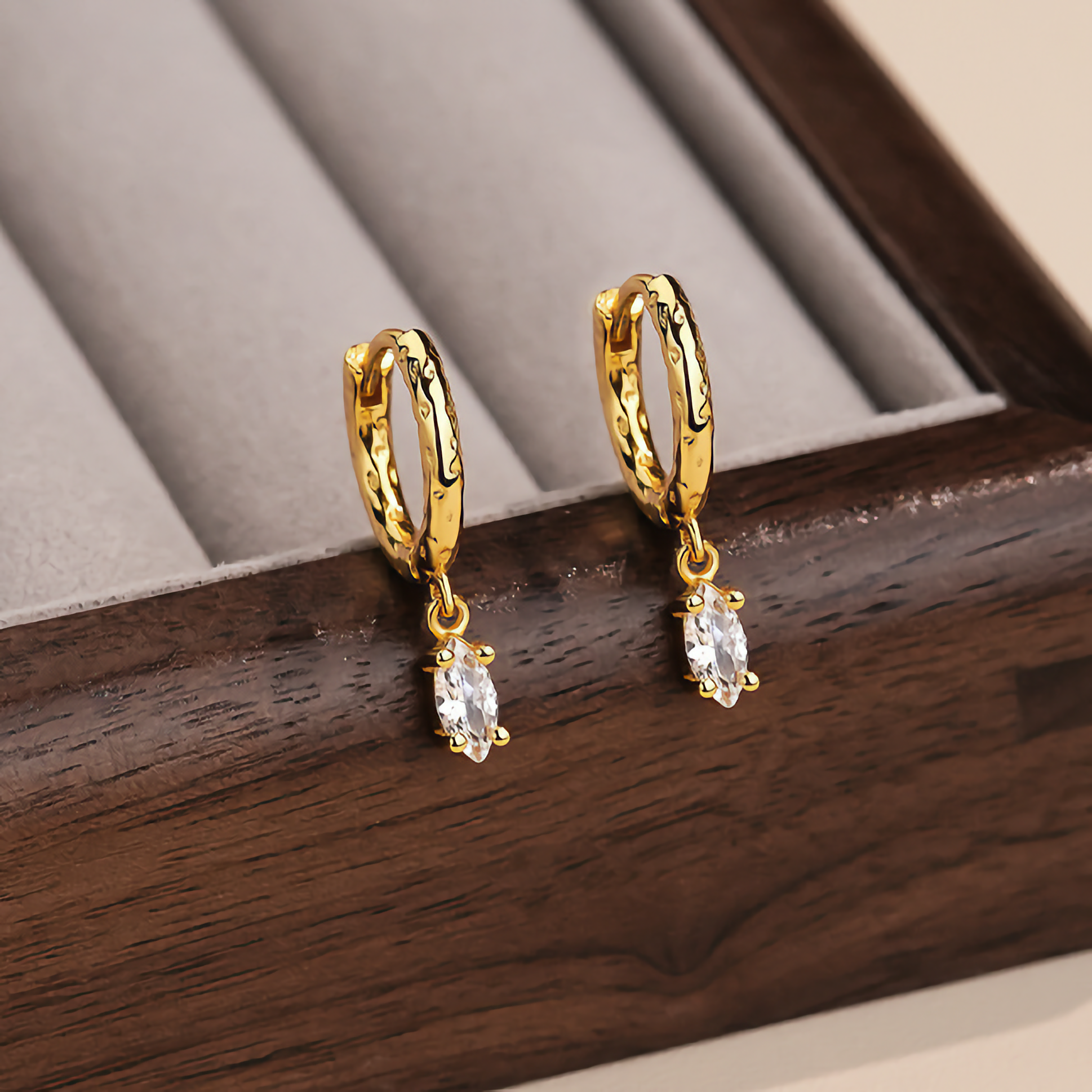 Shayla Hammered Diamond Hoops Image