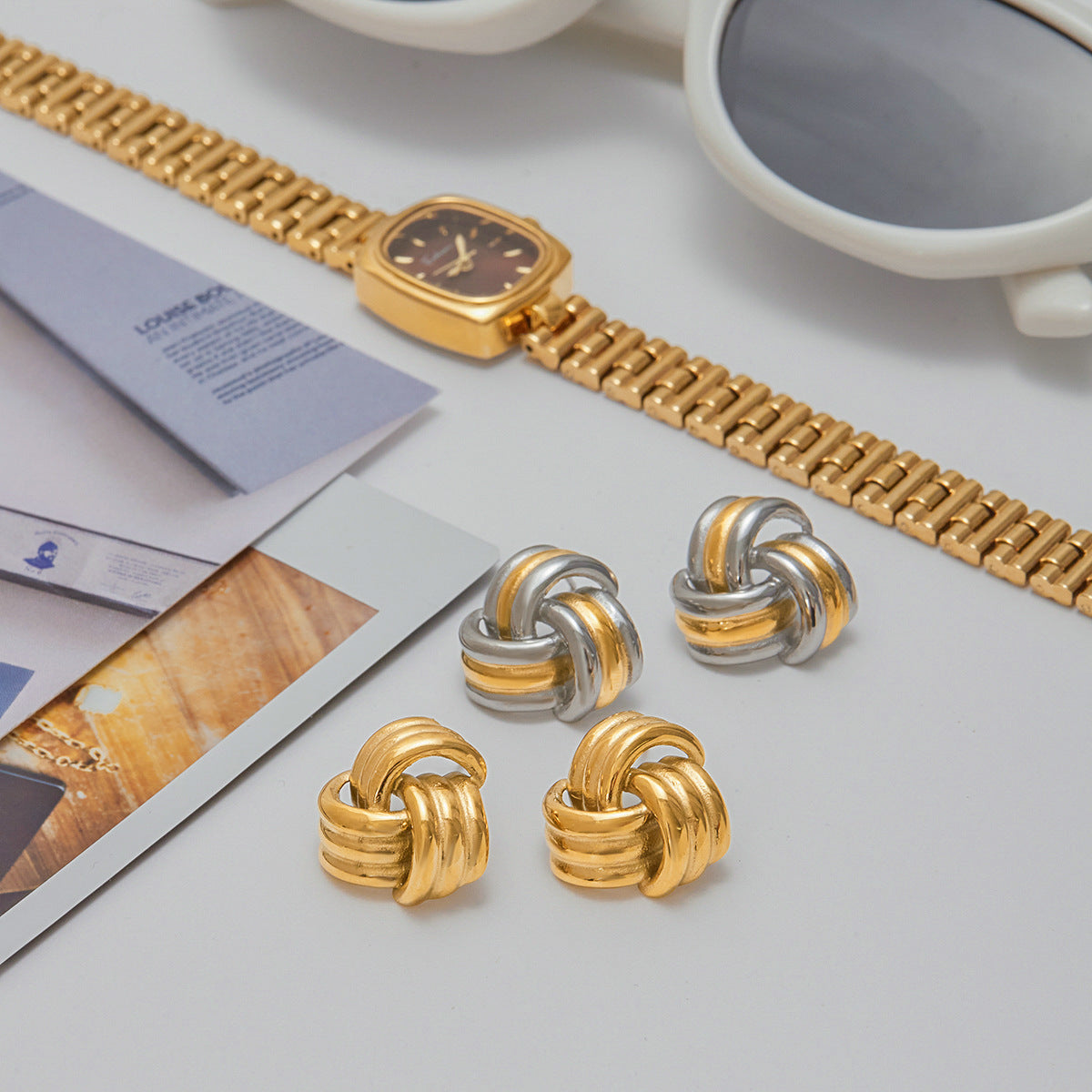 Avielle Chunky Gold Knot Earrings Image