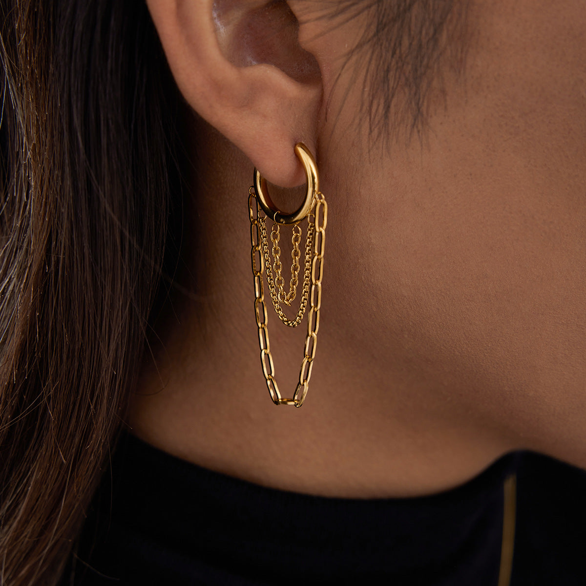 Alaina Link Chain Hoops Image