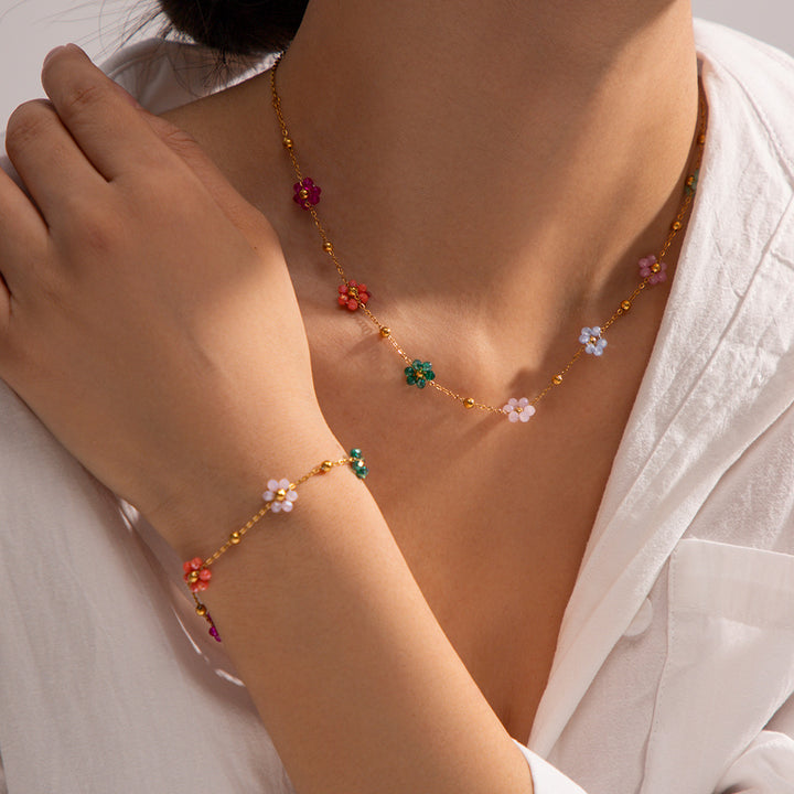 Azalea Floral Gold Necklace