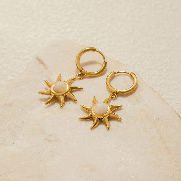 Helia Sun-shaped Moonstone Earrings