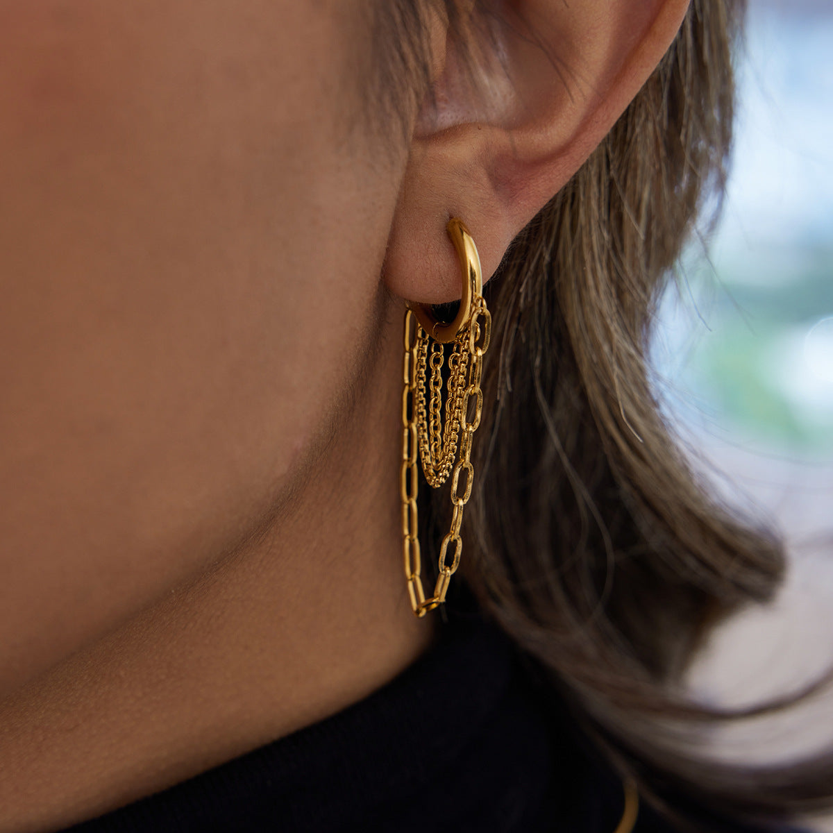 Alaina Link Chain Hoops Image