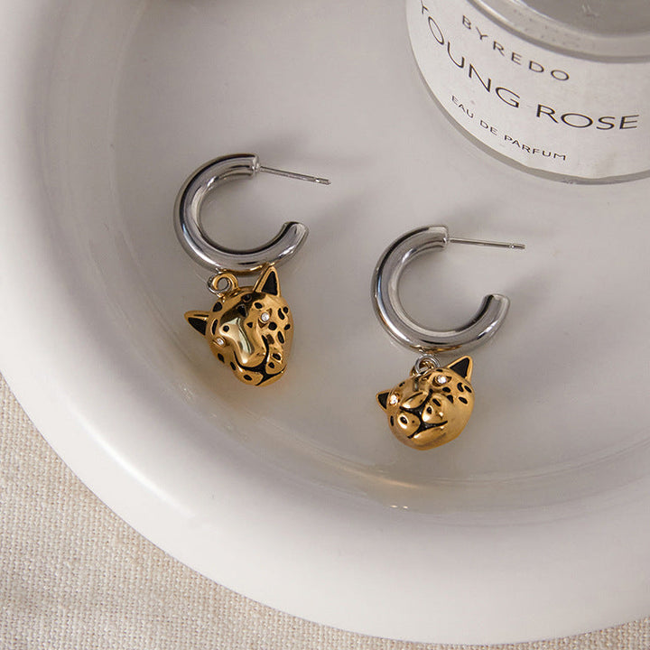 Indra Two Tone Leopard Earrings