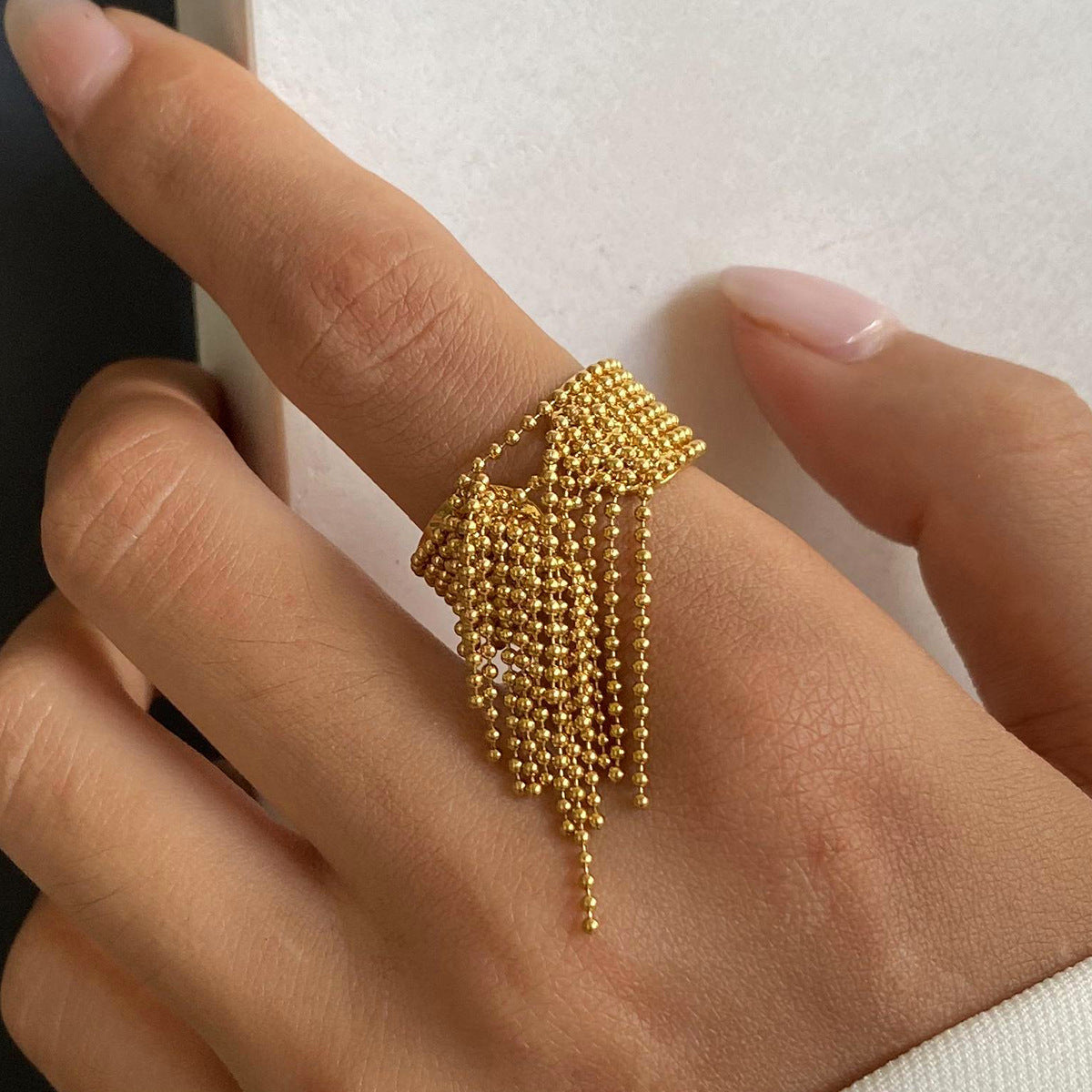 Krystelle Gold Tassel Ring Image
