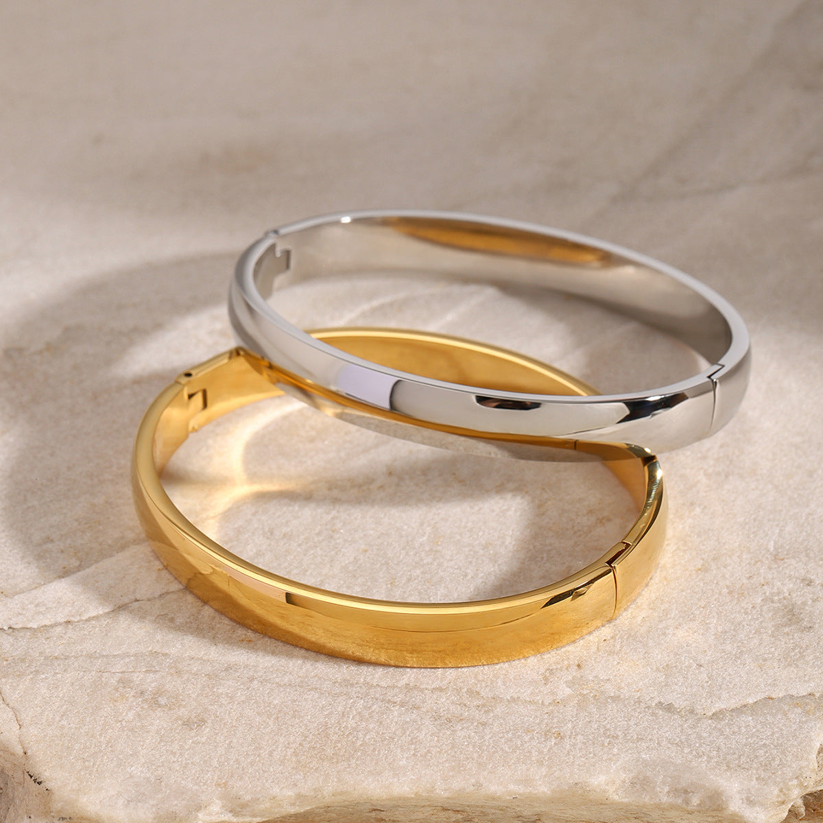 Melina Large Stacking Gold Bangle Image