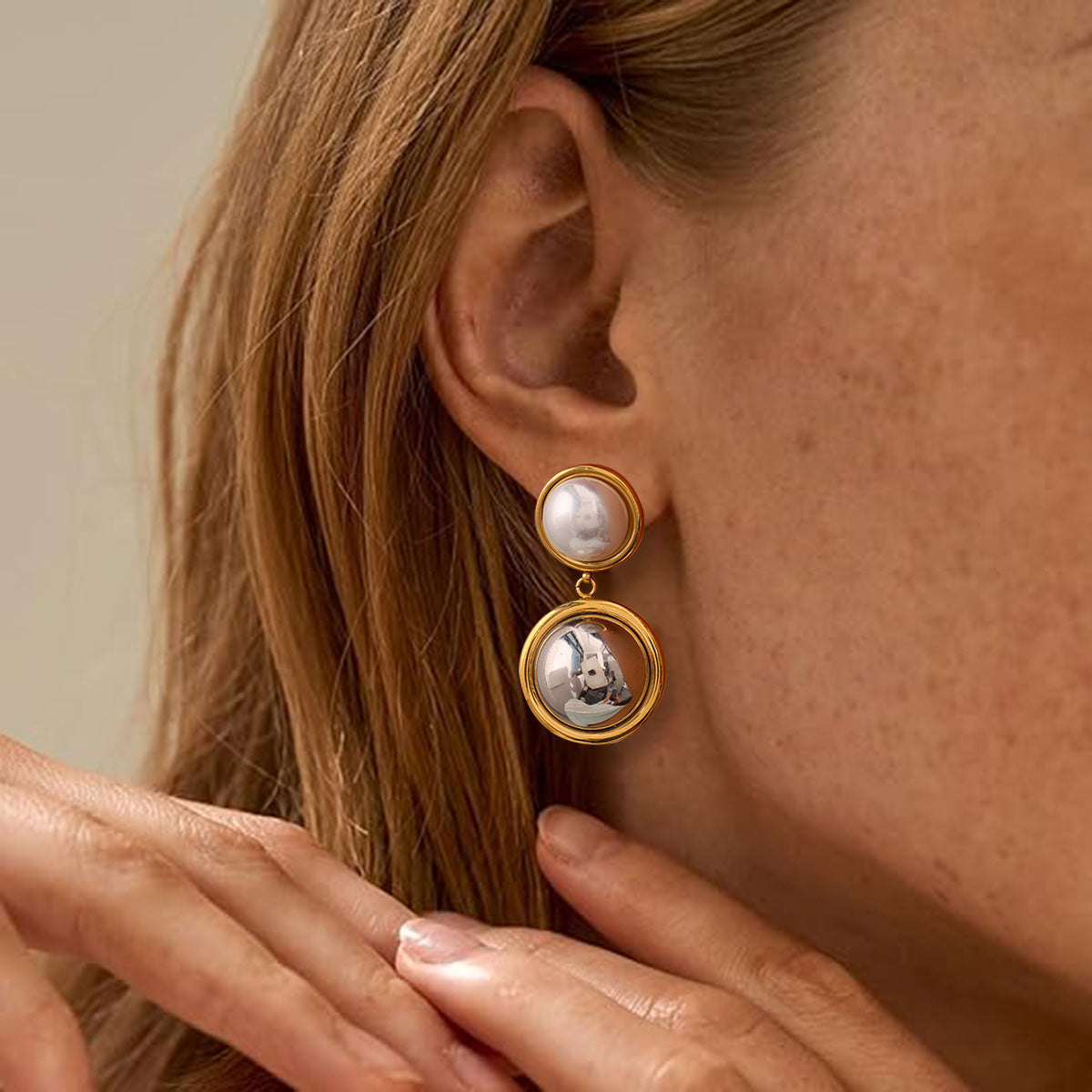 Avery Pearl Dome Earrings Image