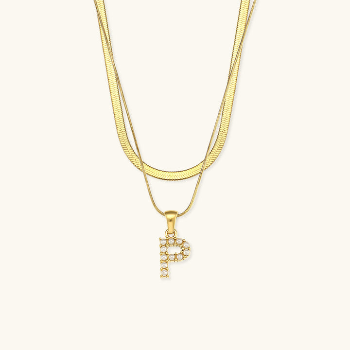 Fiona Layered Gold Initial Letter Necklace