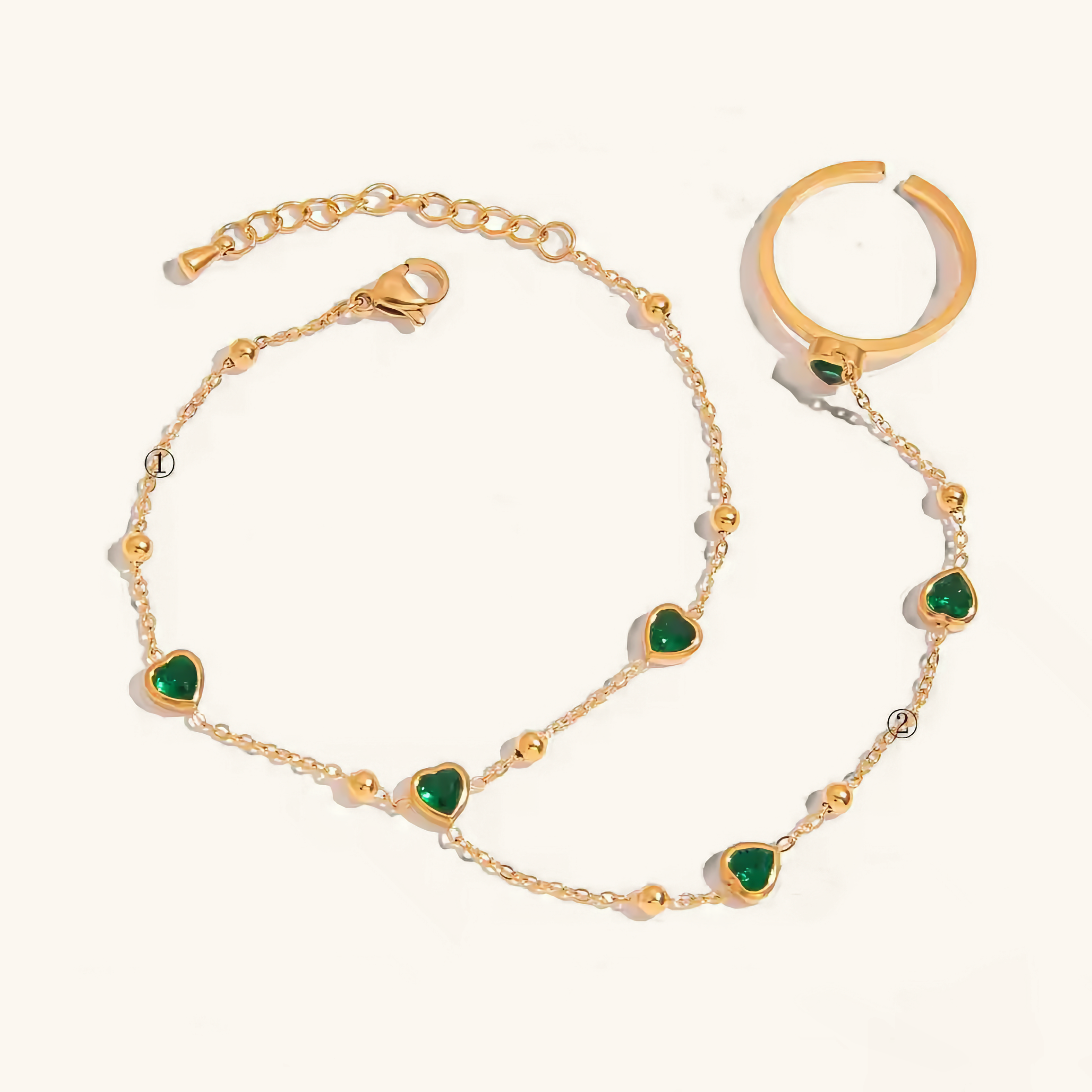 Gladys Emerald Heart Hand Chain Image