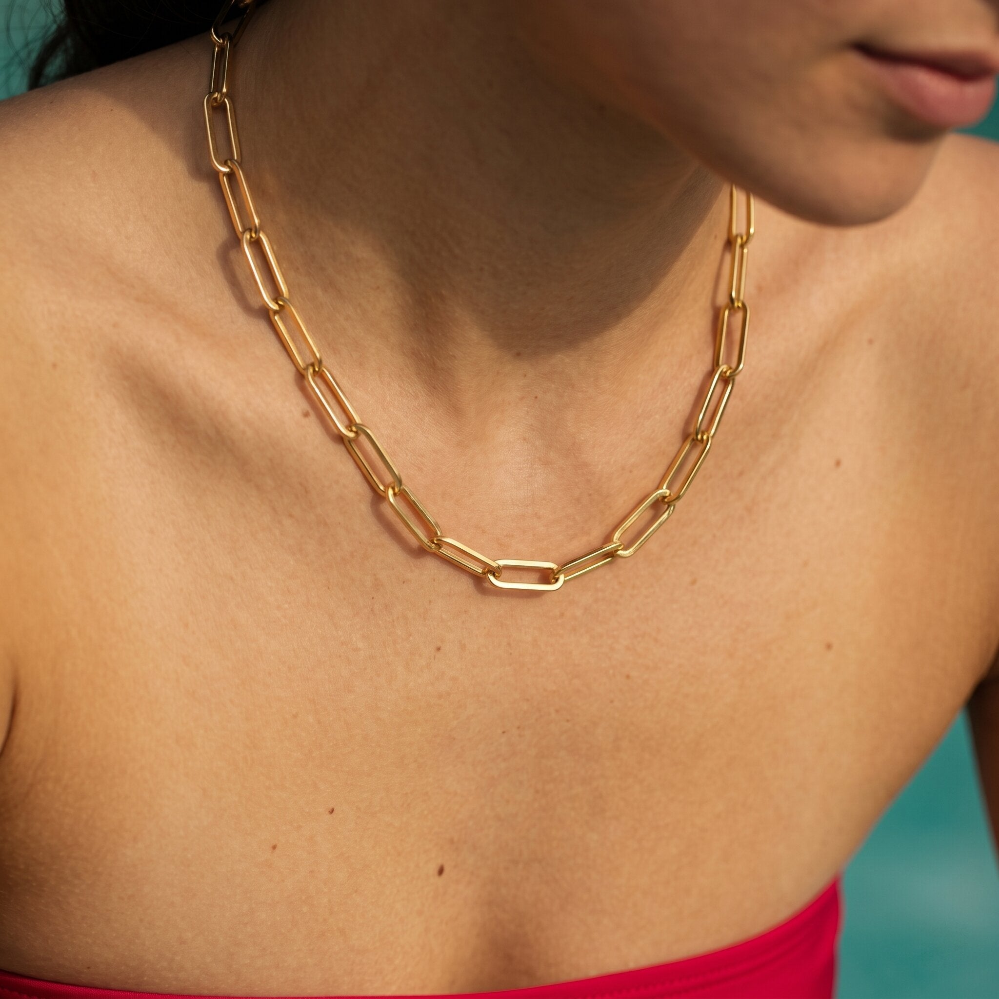 Ria Gold Paperclip Chain Necklace Image