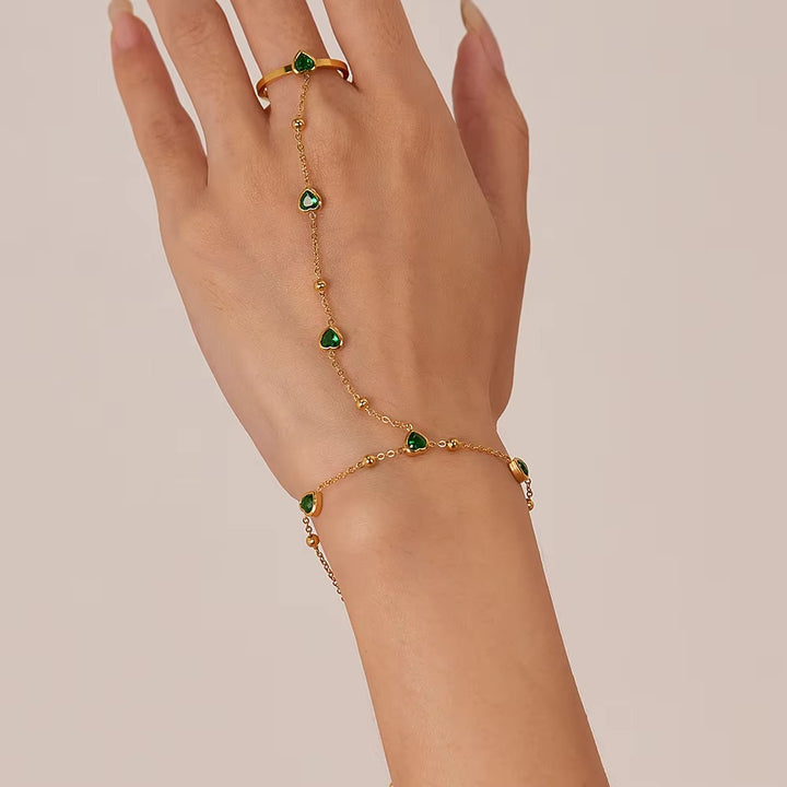 Gladys Emerald Heart Hand Chain