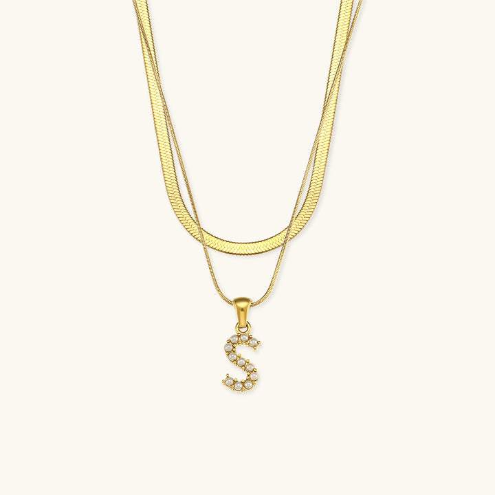 Fiona Layered Gold Initial Letter Necklace