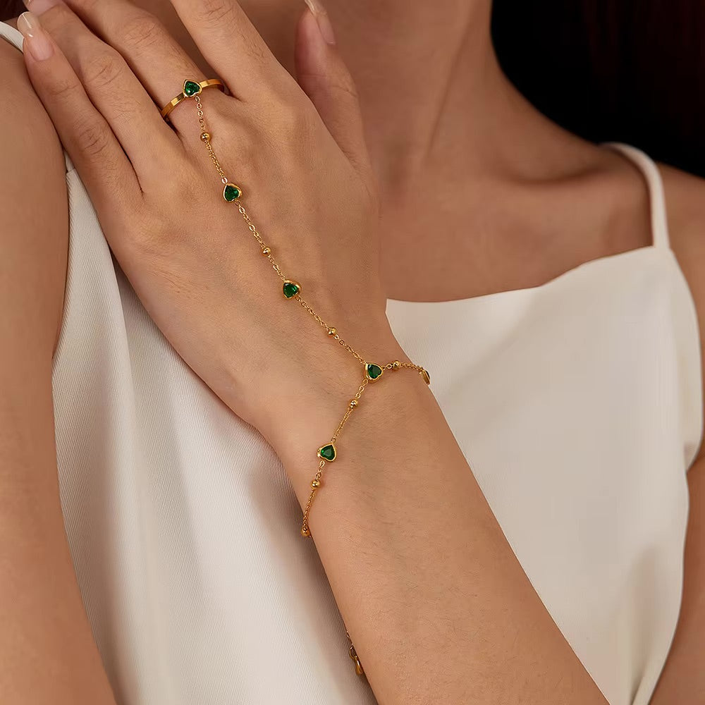 Gladys Emerald Heart Hand Chain