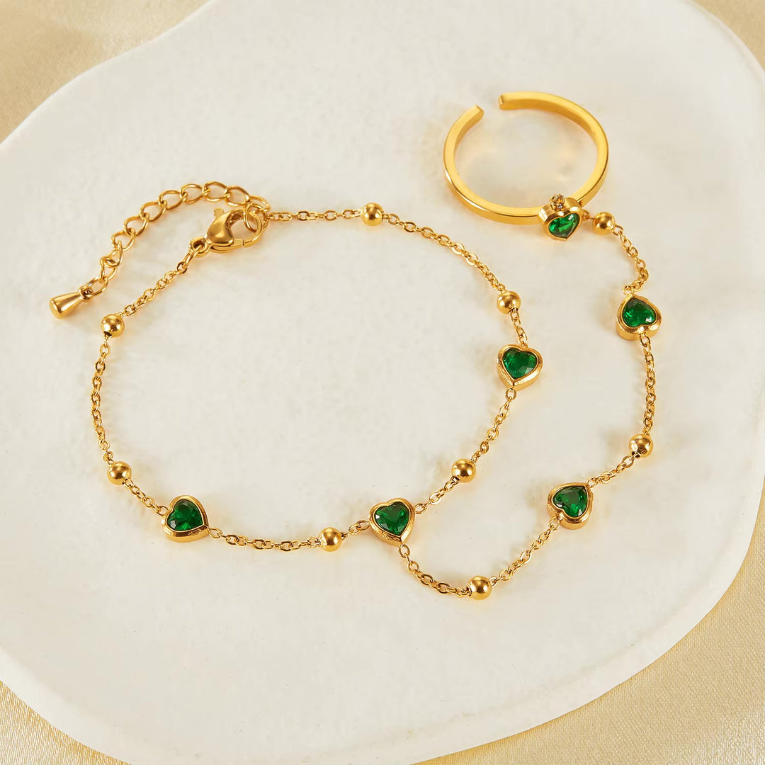 Gladys Emerald Heart Hand Chain