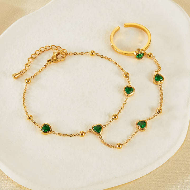 Gladys Emerald Heart Hand Chain