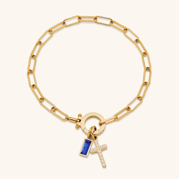 Annabella Birthstone Cross Bracelet