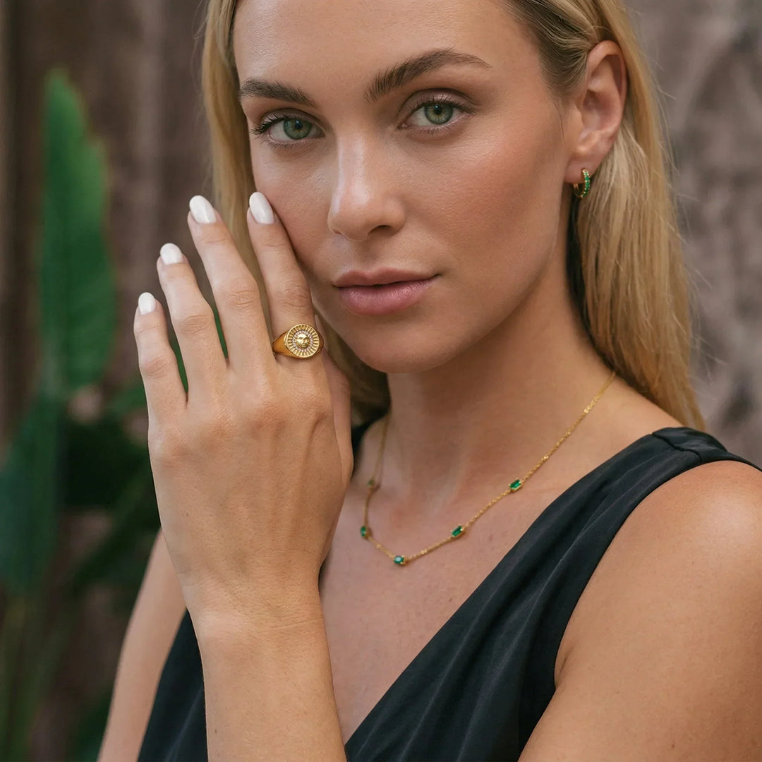 Solari Sunface Gold Ring