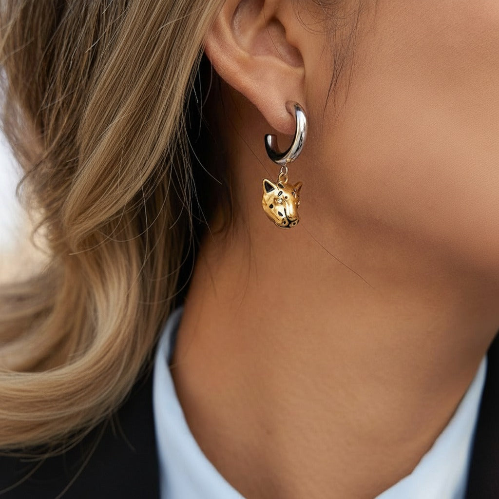 Indra Two Tone Leopard Earrings Image