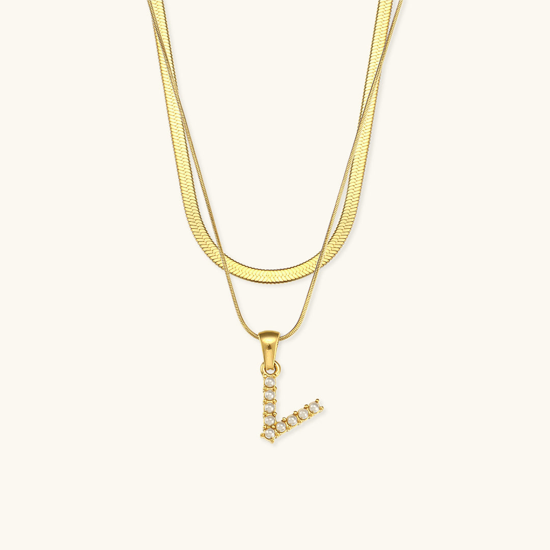 Fiona Layered Gold Initial Letter Necklace