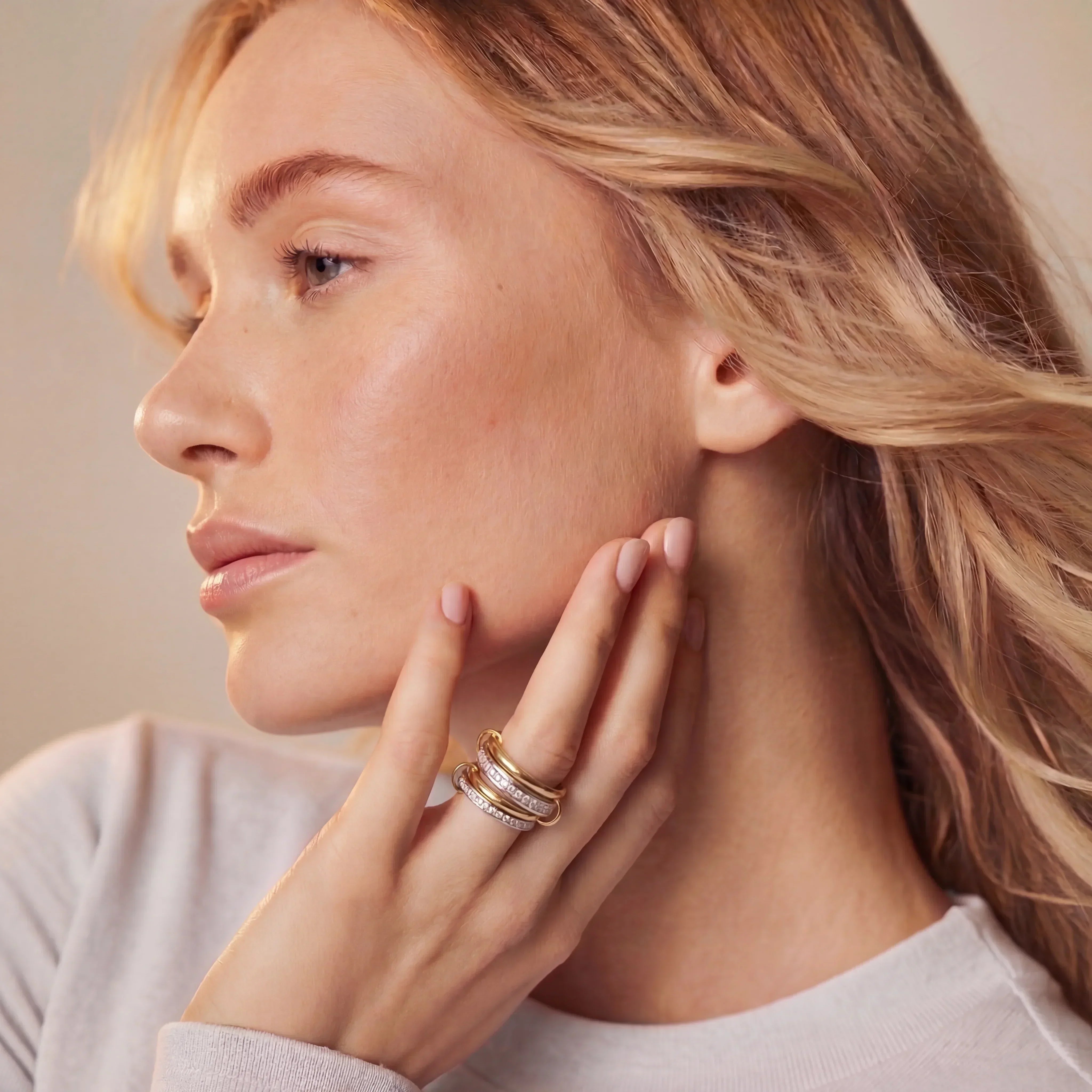 Valerie Two Tone Stacked Diamond Ring Image
