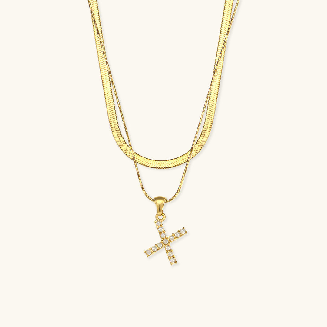 Fiona Layered Gold Initial Letter Necklace